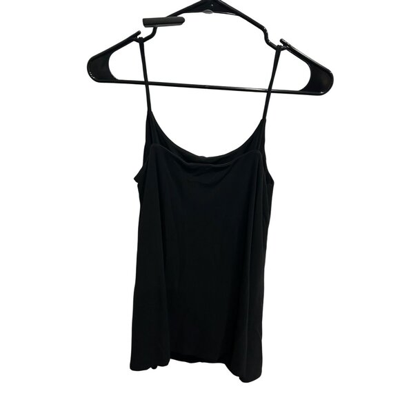 Eileen Fisher Sz XS Black Silk Sleeveless Spaghetti Strap Camisole Top Minimal - Picture 2 of 10